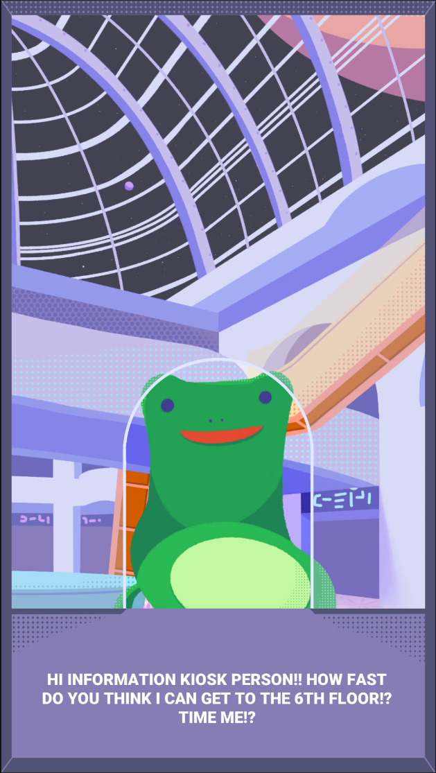 Kiosk with frog chair character